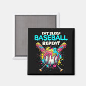 Aimant Eat Sleep Baseball Repeat Funny Ice Cream Drip Cro (Recto/Verso)