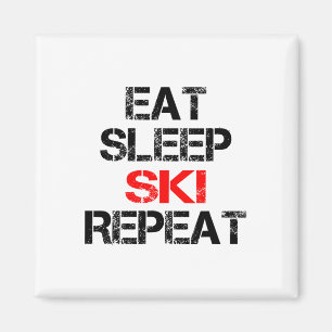 Aimant Eat Sleep Ski Repeat Winter Mountains Skiing Lodge