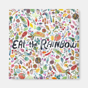 Aimant EAT THE RAINBOW colorful fruits veggies watercolor