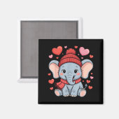 Aimant Écharpe d'hiver de la Saint-Valentin cœurs éléphan (Recto/Verso)