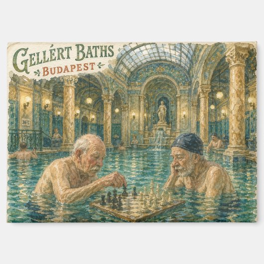 Aimant Échecs dans les bains Gellert Budapest Hongrie (Recto)