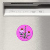 Aimant Échinacée Pourpre Sur Fond Rose (In Situ (Lave-vaisselle))
