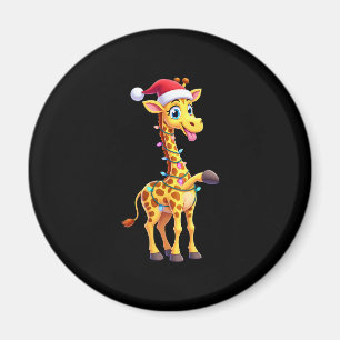 Aimant Éclairage de Noël de girafe drôle Santa girafe Noë