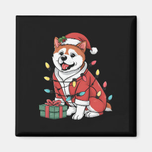 Aimant Éclairage de Noël Père Noël Akita Chien de Noël