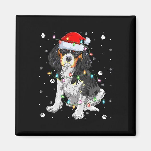 Aimant Éclairage de Noël Santa Cavalier King Charles Span (Devant)