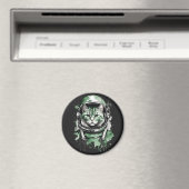 Aimant Éclat de chat de l'astronaute vert (In Situ (Lave-vaisselle))