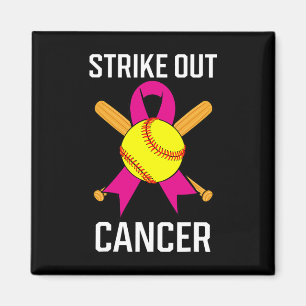Aimant Éclater le cancer Softball Ball rose Ruban Jeu C