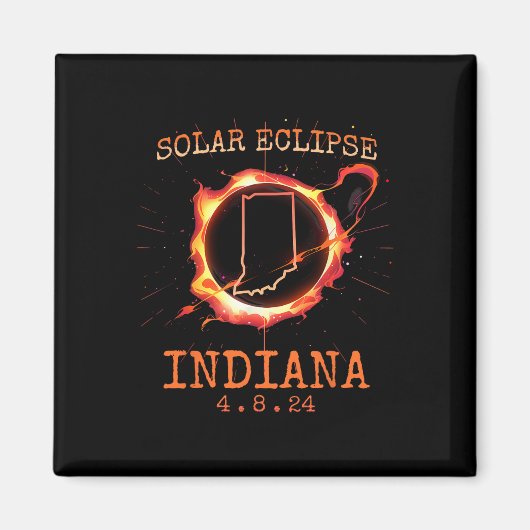 Aimant Eclipse 2024 Indiana State Totality Usa Path Souve (Devant)
