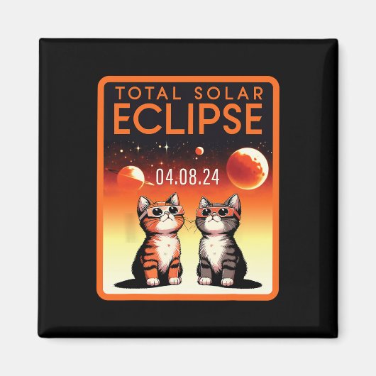 Aimant Éclipse solaire 2024 Chats Total Éclipse solaire 4 (Devant)
