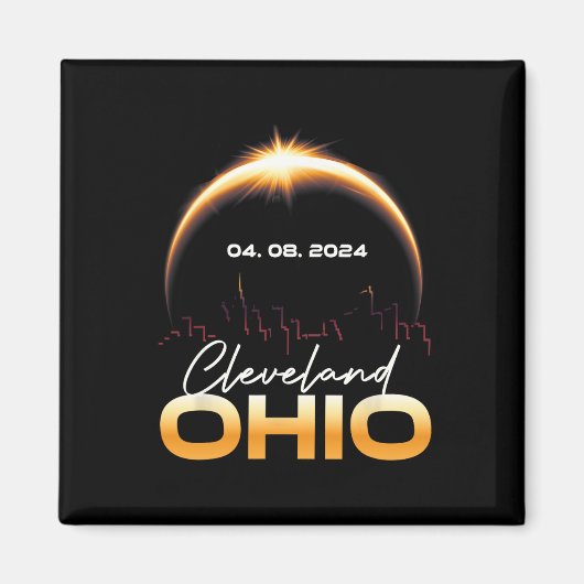 Aimant Éclipse solaire 2024 Cleveland Ohio Total Écli sol (Devant)
