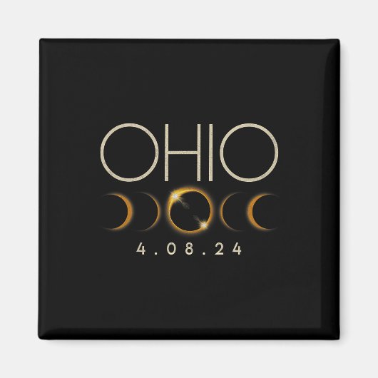 Aimant Éclipse solaire 2024 État Ohio Total Éclipse solai (Devant)