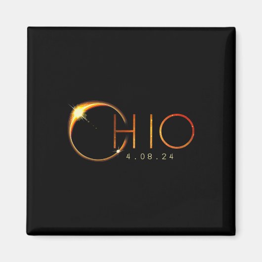 Aimant Éclipse solaire 2024 État Ohio Total Éclipse solai (Devant)