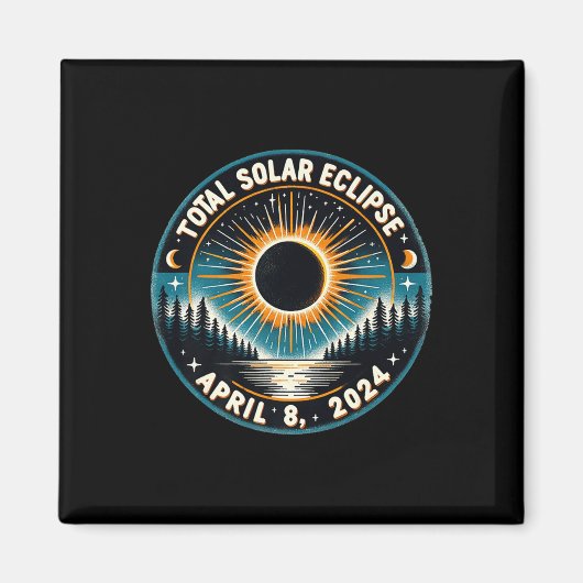 Aimant Eclipse solaire Astronomie Vintage 2024 Éclipse so (Devant)