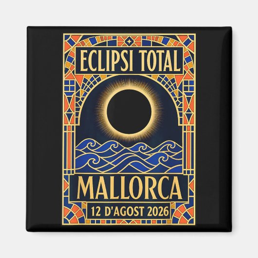 Aimant Éclipse solaire de Majorque 2026 - Catalan Moderne (Devant)