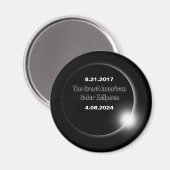 Aimant Éclipse solaire double date 2024 et 2017 (Recto/Verso)