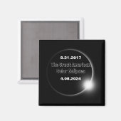 Aimant Éclipse solaire double datée 2024 & 2017 (Recto/Verso)