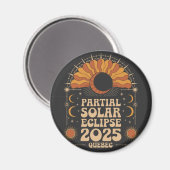 Aimant Éclipse solaire partielle 2025 Québec Canada (Recto/Verso)