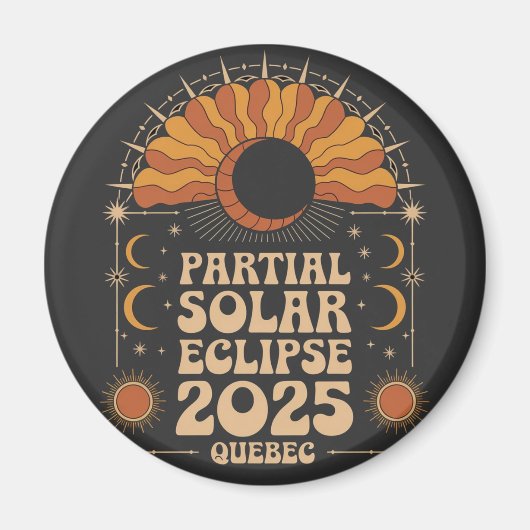 Aimant Éclipse solaire partielle 2025 Québec Canada (Devant)