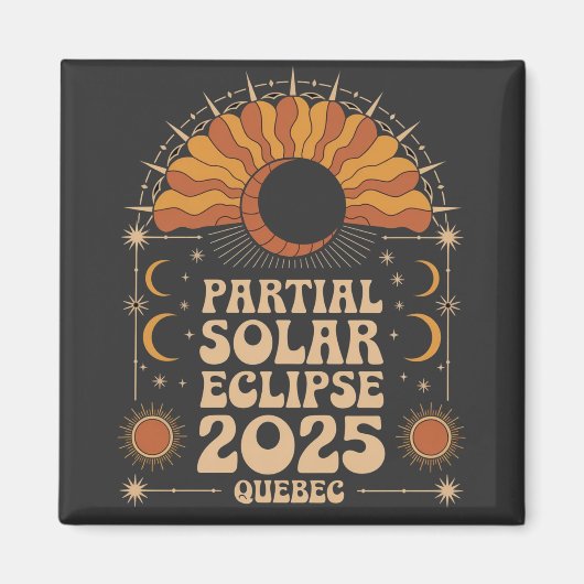 Aimant Éclipse solaire partielle 2025 Québec Canada (Devant)