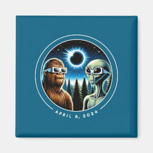 Aimant Éclipse solaire totale 2024 drôle Bigfoot Alien av