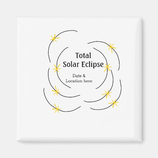 Aimant Éclipse solaire totale ajouter date lieu moitié so (Devant)