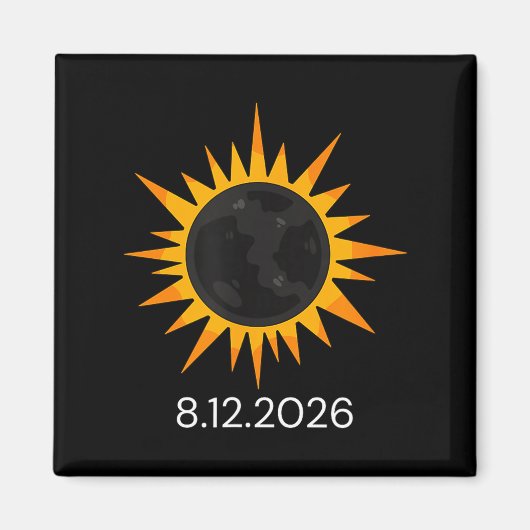 Aimant Éclipse Totale de Soleil Drôle 12 Août (Devant)