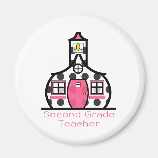 Aimant École Polka Dot, enseignant de deuxième année (Devant)