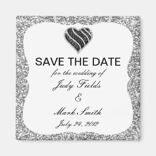 Aimant Économies argentées de coeur de noir de parties