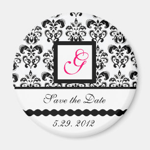 Aimant Économies BLANCHES NOIRES de MONOGRAMME de CARRÉ