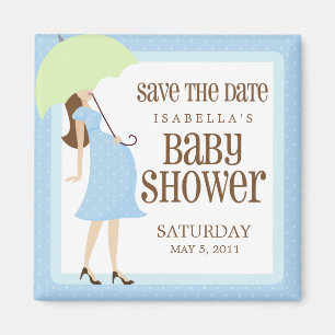 Aimant Économies bleues de baby shower la date