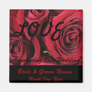 Aimant Économies de mariage d'AMOUR de roses rouges
