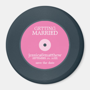 Aimant Économies de mariage de disque vinyle la date