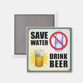 Aimant Économisez de l'eau - Boire de la bière (Recto/Verso)