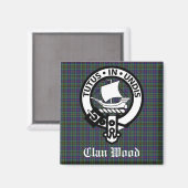 Aimant Ecosse Clan Wood Crest & Tartan (Recto/Verso)