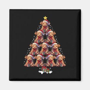 Aimant Écosse Highland Cow Christmas Tree Lights Noël C