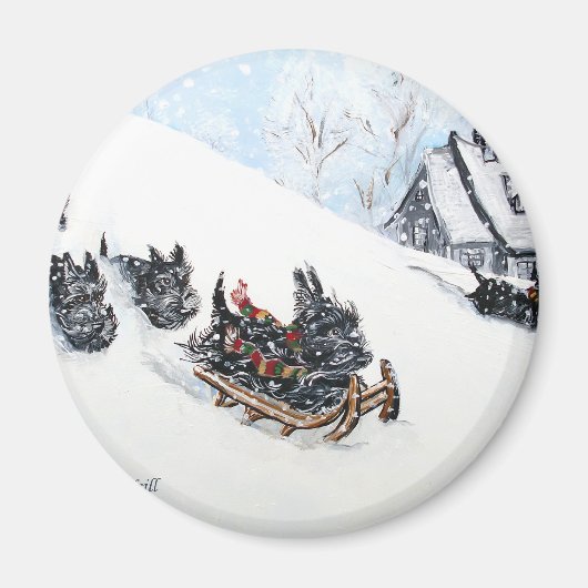 Aimant Ecosse Sledding Terriers (Devant)
