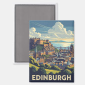Aimant Ecosse vintage Édimbourg Castle Travel (Recto/Verso)