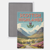 Aimant Écosse vintage Highlands Travel (Recto/Verso)