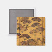 Aimant Écran avec ventilateurs éparpillés, Période Edo pa (Recto/Verso)