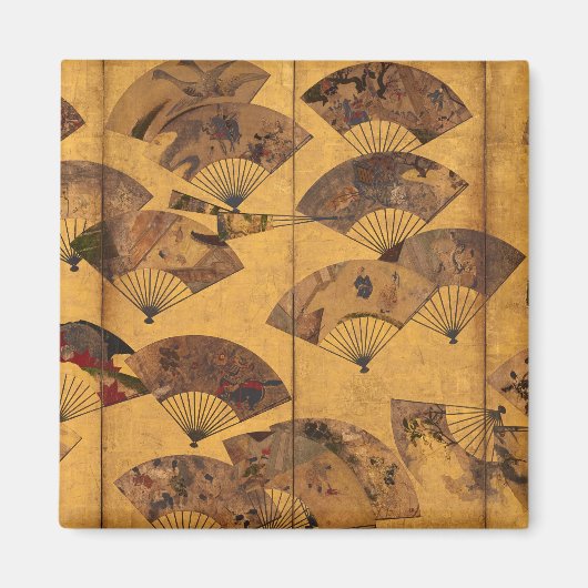 Aimant Écran avec ventilateurs éparpillés, Période Edo pa (Devant)