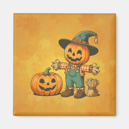 Aimant Écran d'Halloween/Automne mignon et citrouille (Devant)
