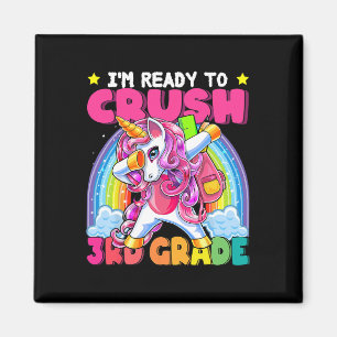 Aimant Écraser 3e Année Dabbing Unicorn Retour À L'École 