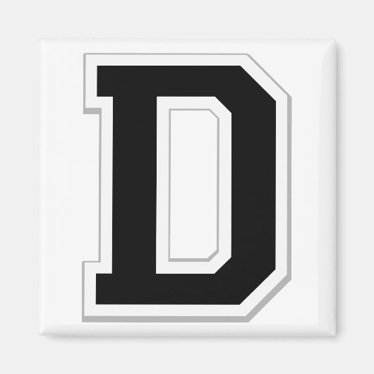 Aimant Écraser la lettre initiale D dans l'aimant noir (Devant)