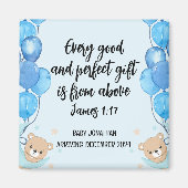 Aimant Écriture bébé garçon Faire-part magnétique 2 (Devant)