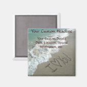 Aimant Ecriture de sable sur la plage, I Love You (Recto/Verso)