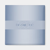 Aimant Écriture élégante de monogramme modifiable | Bleu (Devant)