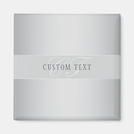 Aimant Écriture élégante de monogramme modifiable | Gris (Devant)