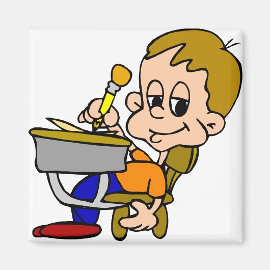 Aimant Écriture Enfant Au Bureau (Devant)