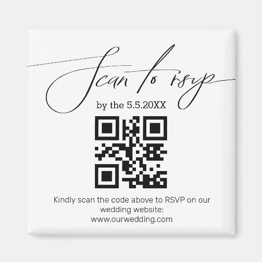 Aimant écriture manuscrite moderne rsvp qr code mariage (Devant)