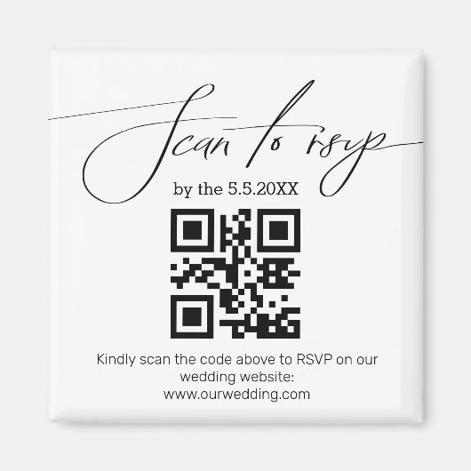 Aimant écriture moderne mariage de code rsvp qr (Devant)